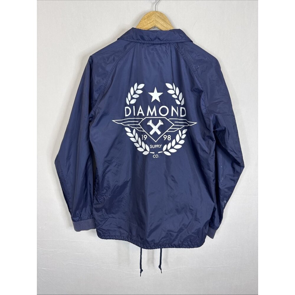 Diamond Supply Co‎ Coach Jacket Mens M Blue Skate Windbreaker Logo